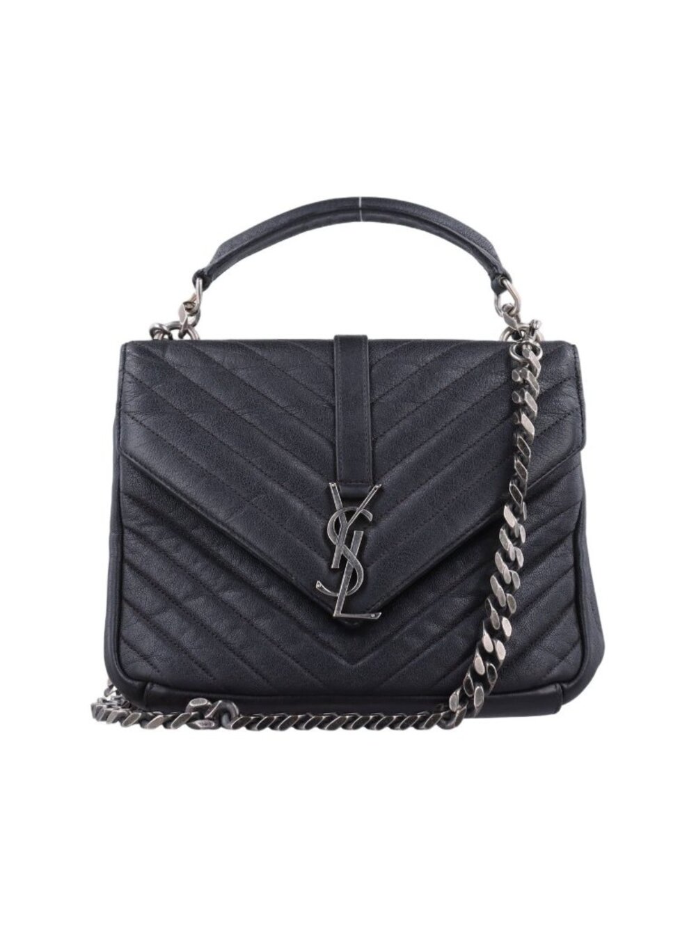 Saint Laurent Yves Carre Black Leather Messenger